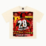 28 Days Later - Alternate Front Tee in Off White, front view — Greazy Tees Drop 7 Halloween