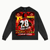 28 Days Later V2 Long Sleeved Tee in Vintage Black, front view — Greazy Tees Drop 7 Halloween