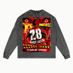 28 Days Later V2 Long Sleeved Tee in Vintage Grey, front view — Greazy Tees Drop 7 Halloween