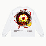 28 Days Later V2 Long Sleeved Tee in White, back view — Greazy Tees Drop 7 Halloween