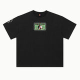 American Psycho - Business Card Tee in Vintage Black, front view — Greazy Tees Drop 7 Halloween