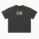 American Psycho - Business Card Tee in Vintage Grey, front view — Greazy Tees Drop 7 Halloween