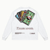 American Psycho Long Sleeved Tee in White, back view — Greazy Tees Drop 7 Halloween
