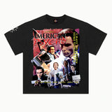 American Psycho Tee in Vintage Black, front view — Greazy Tees Drop 7 Halloween