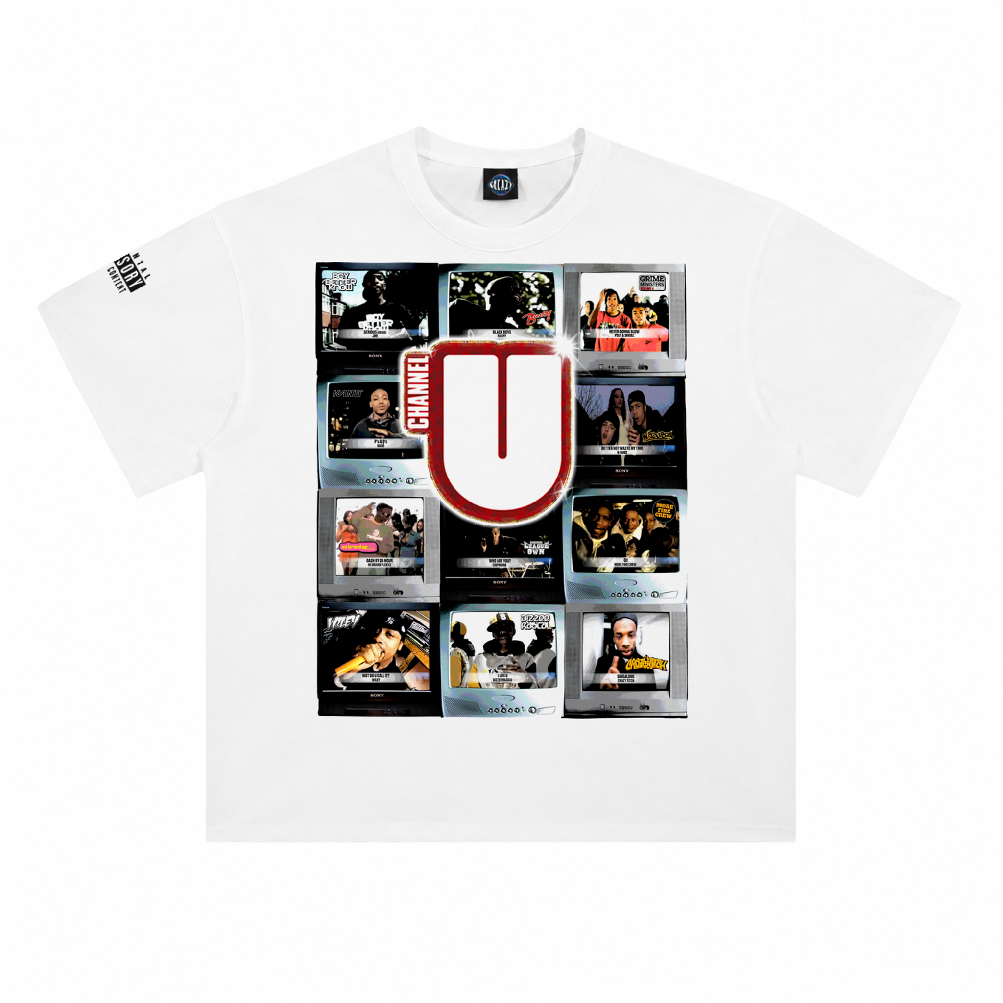 Channel U 1.0 Tee in White, front view