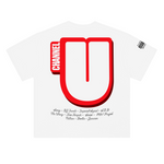 Channel U 2.0 Tee in White, back view