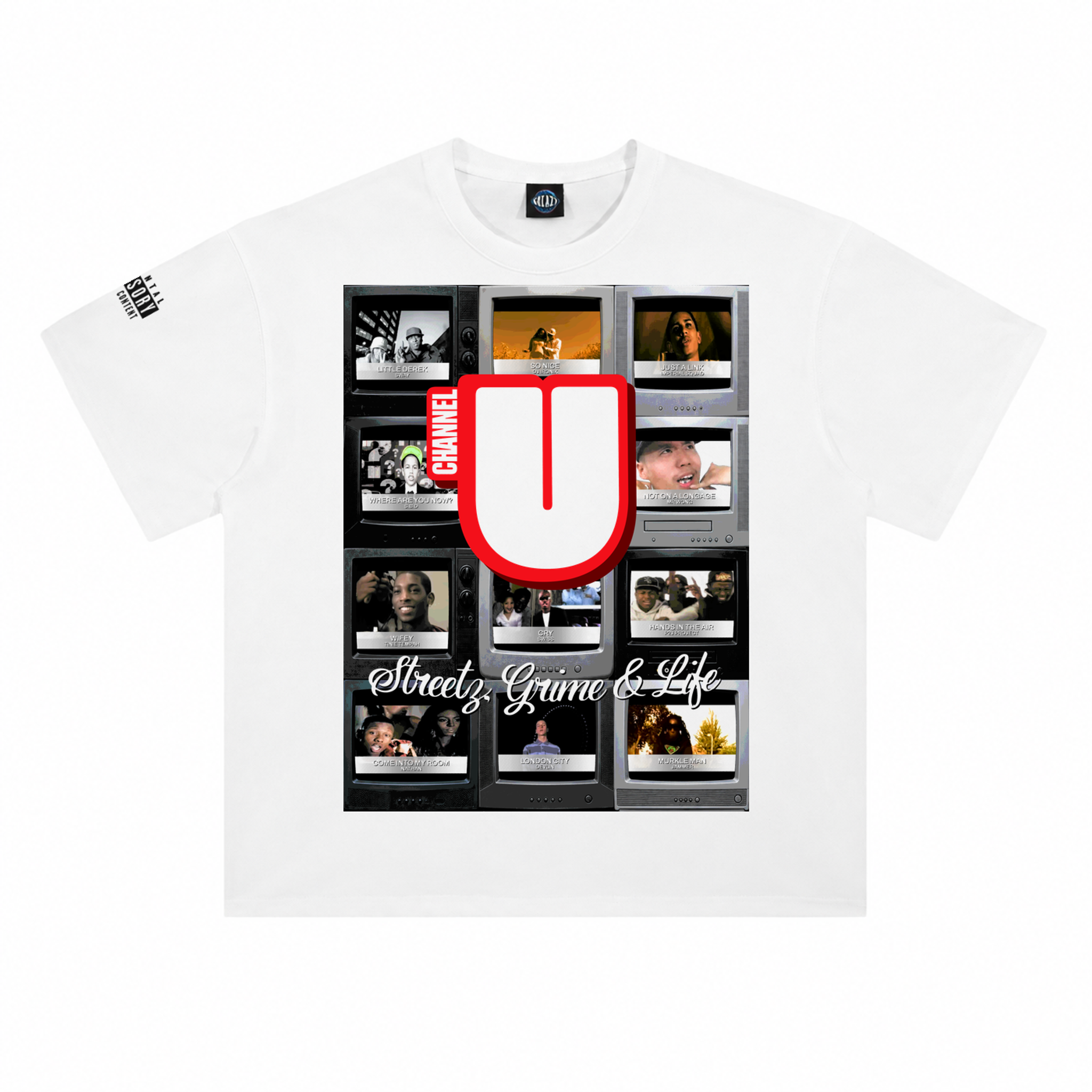 Channel U 2.0 Tee in White, front view