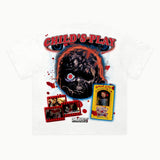 Chucky Tee in White, back view — Greazy Tees Drop 7 Halloween