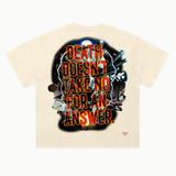 Final Destination Tee in Off White, back view — Greazy Tees Drop 7 Halloween