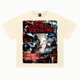 Final Destination Tee in Off White, front view — Greazy Tees Drop 7 Halloween