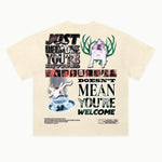 Get Out Tee in Off White, back view — Greazy Tees Drop 7 Halloween