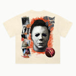 Halloween Tee in Off White, back view — Greazy Tees Drop 7 Halloween