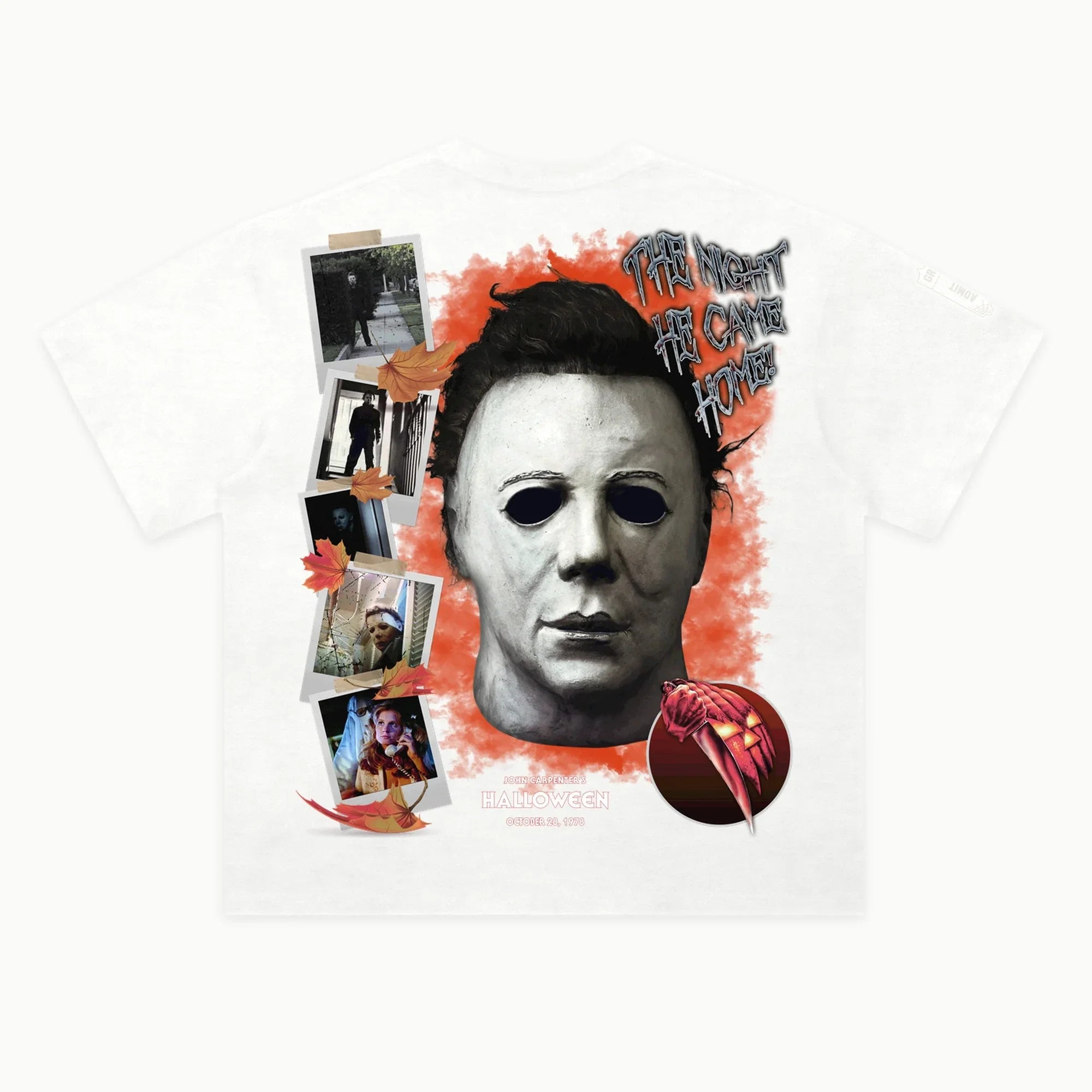 Halloween Tee in White, back view — Greazy Tees Drop 7 Halloween
