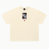 Halloween - White Text Variant Tee in Off White, front view — Greazy Tees Drop 7 Halloween
