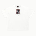 Halloween - White Text Variant Tee in White, front view — Greazy Tees Drop 7 Halloween