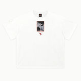 Halloween - White Text Variant Tee in White, front view — Greazy Tees Drop 7 Halloween
