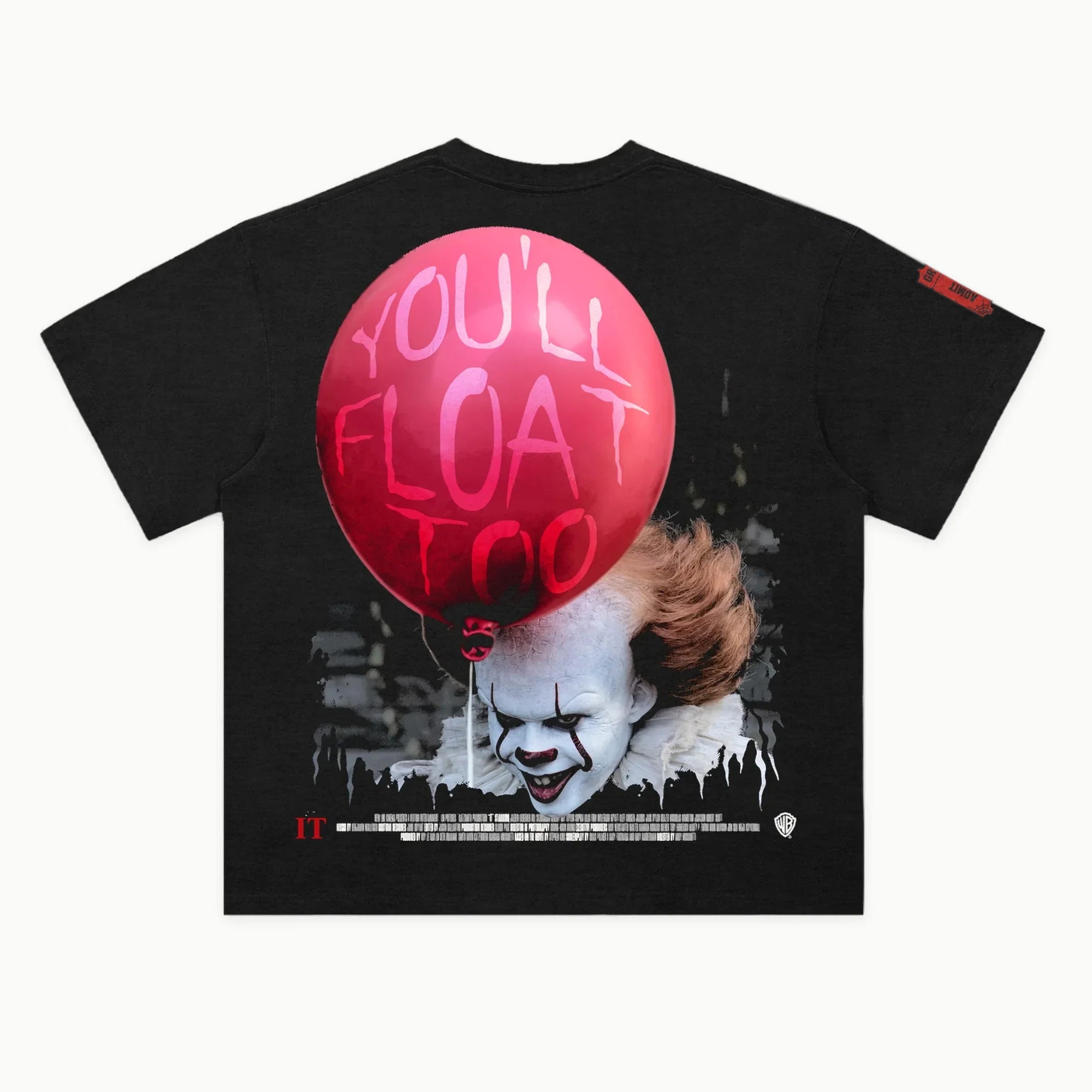 It Tee in Vintage Black, back view — Greazy Tees Drop 7 Halloween