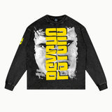Psycho Long Sleeved Tee in Vintage Black, front view — Greazy Tees Drop 7 Halloween