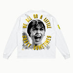 Psycho Long Sleeved Tee in White, back view — Greazy Tees Drop 7 Halloween