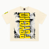 Psycho Tee in Off White, front view — Greazy Tees Drop 7 Halloween