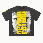 Psycho Tee in Vintage Grey, front view — Greazy Tees Drop 7 Halloween