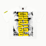 Psycho Tee in White, front view — Greazy Tees Drop 7 Halloween
