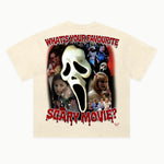 Scream Tee in Off White, back view — Greazy Tees Drop 7 Halloween