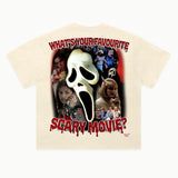 Scream Tee in Off White, back view — Greazy Tees Drop 7 Halloween