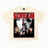 Scream Tee in Off White, front view — Greazy Tees Drop 7 Halloween