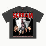 Scream Tee in Vintage Grey, front view — Greazy Tees Drop 7 Halloween