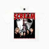 Scream Tee in White, front view — Greazy Tees Drop 7 Halloween
