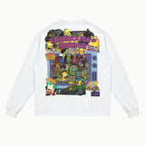 Simpsons Treehouse of Horror Long Sleeved Tee in White, back view — Greazy Tees Drop 7 Halloween