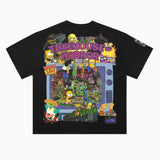 Simpsons Treehouse of Horror Tee in Vintage Black, back view — Greazy Tees Drop 7 Halloween