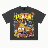 Simpsons Treehouse of Horror Tee in Vintage Grey, front view — Greazy Tees Drop 7 Halloween