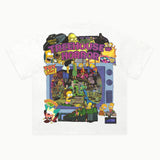 Simpsons Treehouse of Horror Tee in White, back view — Greazy Tees Drop 7 Halloween