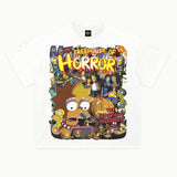 Simpsons Treehouse of Horror Tee in White, front view — Greazy Tees Drop 7 Halloween