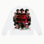 Stranger Things Long Sleeved Tee in White, back view — Greazy Tees Drop 7 Halloween