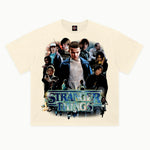 Stranger Things Tee in Off White, front view — Greazy Tees Drop 7 Halloween