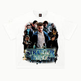 Stranger Things Tee in White, front view — Greazy Tees Drop 7 Halloween