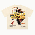 Texas Chain Saw Massacre Tee in Off White, back view — Greazy Tees Drop 7 Halloween