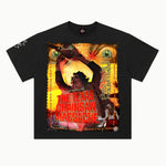Texas Chain Saw Massacre Tee in Vintage Black, front view — Greazy Tees Drop 7 Halloween