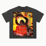 Texas Chain Saw Massacre Tee in Vintage Grey, front view — Greazy Tees Drop 7 Halloween