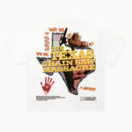 Texas Chain Saw Massacre Tee in White, back view — Greazy Tees Drop 7 Halloween