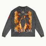 The Sixth Sense Long Sleeved Tee in Vintage Grey, front view — Greazy Tees Drop 7 Halloween