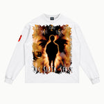 The Sixth Sense Long Sleeved Tee in White, front view — Greazy Tees Drop 7 Halloween