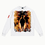 The Sixth Sense Long Sleeved Tee in White, front view — Greazy Tees Drop 7 Halloween