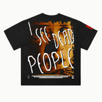 The Sixth Sense Tee in Vintage Black, back view — Greazy Tees Drop 7 Halloween