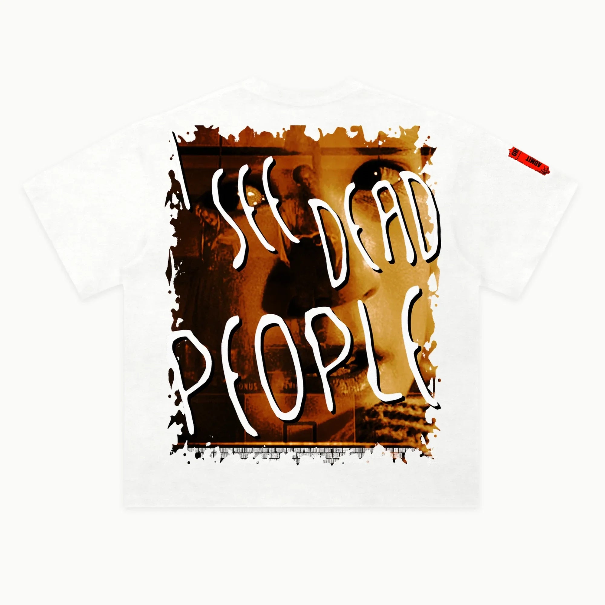 The Sixth Sense Tee in White, back view — Greazy Tees Drop 7 Halloween