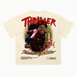 Thriller Tee in Off White, back view — Greazy Tees Drop 7 Halloween
