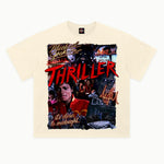 Thriller Tee in Off White, front view — Greazy Tees Drop 7 Halloween